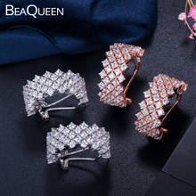 BeaQueen-pendientes de circonia cúbica para mujer, aretes redondos de gran tamaño, Color oro blanco, ajuste de piedra, joyería E088 2024 - compra barato