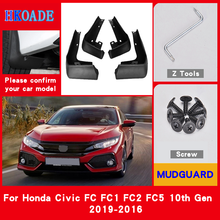 Flaps da lama do carro para honda civic fc fc1 fc2 fc5 10th gen 2019-2016 pára-lamas respingo guardas fender para-lamas acessórios do carro 2024 - compre barato