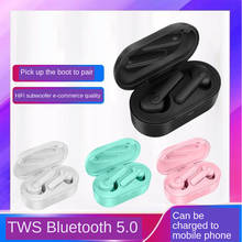 TWS DT-5 Bluetooth 5,0 наушники беспроводные наушники 9D стерео спортивные водонепроницаемые наушники с микрофоном зарядная коробка 2024 - купить недорого