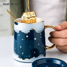 Taza de cerámica nórdica para el agua, taza de café, cuchara, tazas de Navidad y té, Kubek Ceramiczny, caja de regalo de cumpleaños CM080 2024 - compra barato
