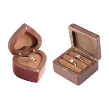 Square Shaped Wood Ring Box Portable Jewelry Box Holder Engagement Ring Box 2024 - buy cheap