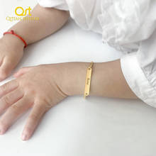 Pulseira personalizada com nome, bracelete de bebê personalizado, para mulheres e crianças, joias gravadas, nome, mensagem de amor, presente para bebê 2024 - compre barato