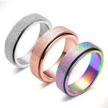Miqiao anel de titânio com rotação, feito de aço inoxidável, vintage, boho, bague, para casal, presente de casamento, joia, anel 2024 - compre barato