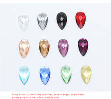 Cuentas de cristal para fabricación de joyas, cristal de estrás en forma de lágrima, Color laminado, parte posterior plana, 20p, 7x12mm 2024 - compra barato