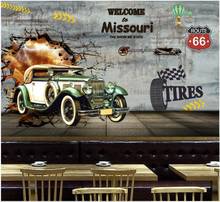 3d foto papel de parede personalizado mural nostálgico do vintage carro através da barra restaurante sala murais parede 3d para paredes 3 d 2024 - compre barato