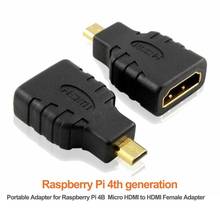 Adaptador portátil para Raspberry Pi 4B, Micro HDMI a HDMI hembra, accesorios de ordenador portátil, equipo electrónico 2024 - compra barato