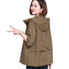 Spring autumn New Fashion Loose plus size Resting Hooded Short Jacket Female zipper Cotton Outerwear Cause Ladies Lining coats 2024 - buy cheap