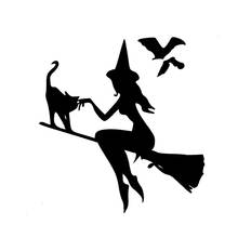 Dawasaru Witch on Broomstick with Cat Bats Personalized Car Sticker Waterproof Decal Motorcycles Auto Decoration PVC,14cm*13cm 2024 - buy cheap