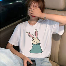 Short Sleeve Tops Tee Women Summer Casual O-neck Tee Shirts Female Graphic T-shirts Cartoon Rabbits Tshirt  White Tees Tops 2024 - buy cheap