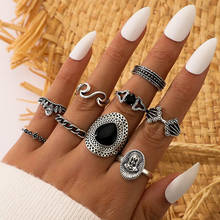 Docona 9 pçs do vintage geométrico opala pedra anéis conjunto punk folha de cristal retrato dedo anel jóias anillos mujer 16713 2024 - compre barato