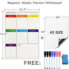 Weekly Monthly Planner Magnetic A5 Whiteboard Dry Erase Board for Calendar Fridge Stickers Erasable Memo Messages Daily Schedule 2024 - buy cheap