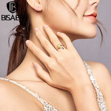 Женское кольцо с цветком маргаритки BISAER, регулируемое кольцо на палец с желтым цирконием, 925 пробы, серебро, 2020, EFR127 2024 - купить недорого