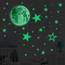 Luminous diy 3d lua terra estrelas adesivos de parede para crianças quartos decoração brilho no escuro fluorescente adesivos de parede decoração da sua casa 2024 - compre barato