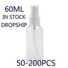 Garrafa com spray portátil, 50/100/200 peças, 60ml, de plástico, atomizador de álcool, reutilizável 2024 - compre barato