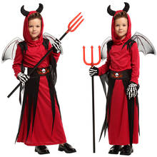 Scary Red Horn Devil Devilkin Costumes for Kids Child Boys Girls Demon Costume Cosplay Fancy Dress Robe Halloween Carnival 2024 - buy cheap