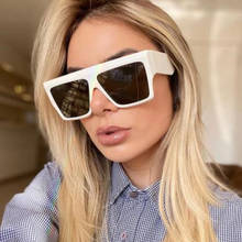 Square Sunglasses Women Vintage 2021 Trend Oversized Square Luxury Sunglasses Ladies Designer Flat Top Big Frame Glasses UV400 2024 - buy cheap