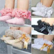 Популярные носки принцессы с бантом для новорожденных девочек кружевные носки с оборками 2024 - купить недорого
