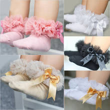 Hot Newborn Baby Girls Kids Princess Bowknot Sock Lace Ruffle Frilly Ankle Socks 2024 - buy cheap