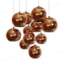 Lámpara colgante con forma de bola, luz de cristal brillante de cobre/plata, espejo de sombra E27, barra de cocina de alta calidad 2024 - compra barato