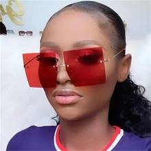 Famous Brand Rimless Oversized Square Sunglasses Ladies Gradient Shades Popular Vintage Womens Sun Glasses Red Blue Tinted 2024 - buy cheap