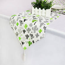 Camino de mesa moderno con estampado de Cactus, mantel de camino de lino con borlas para decoración de fiesta casera de Navidad, novedad 2024 - compra barato