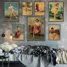 World War II Sexy Pinup Girls Picture Retro Kraft Paper Poster Home Living Room Wall Decor Poster Frameless 42*30CM 2024 - buy cheap