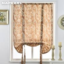 Luxury jacquard short curtains for kitchen roman blinds thick curtains ready made rod pocket European style curtain door brown 2024 - buy cheap