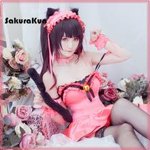 Data um traje ao vivo tokisaki kurumi cosplay lolita vestido de princesa personalizado pesadelo anime cos vestido rosa 2024 - compre barato