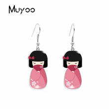 Nova chegada kawaii kimono boneca padrões de impressão cola epoxy resina acrílico dangles artesanal jóias gancho peixe brincos 2024 - compre barato