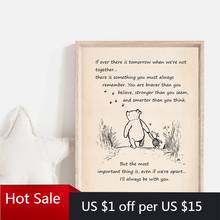 Little Bear Winnie Quote Vintage Poster Prints Nursery Decor Cartoon Picture Art Canvas Painting for Kids Room Decor Wall Decor 2024 - buy cheap