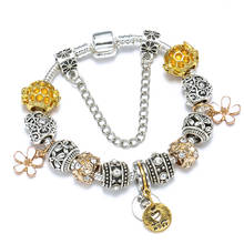 Buipoey Golden Love Charms Bracelets For Women Men Original Flower Angel Butterfly Beehive Beaded Bracelet Bangle Child Jewelry 2024 - buy cheap