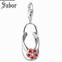 thomas Flower Flip Flop Charm,2020 Fashion Jewelry For Women Girls,Romantic Gift Silver color plated Fit Bracelet charms 2024 - buy cheap