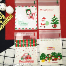 Bolsas de embalaje de galletas autoadhesivas de Papá Noel para Navidad, bolsas de plástico para regalo, galletas, aperitivos, alimentos para hornear 2024 - compra barato