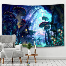 Tapeçaria de parede de sonho de conto de fadas tapeçaria enorme cogumelo castelo bruxaria hippie decoração do quarto das crianças tapeçaria de parede 2024 - compre barato