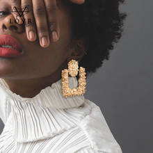 LOVR-pendientes grandes geométricos Vintage para mujer, aretes colgantes de Metal de Color dorado, joyería 2019 2024 - compra barato