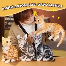 Peluche de gato 3D realista, muñeco de peluche suave, almohada de gato de simulación, cojín de sofá, adornos de decoración del hogar de dibujos animados 2024 - compra barato
