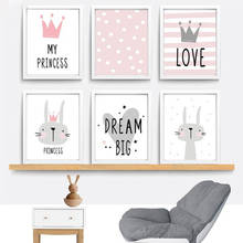 Moderno dos desenhos animados coelho crianças sala de lona pintura decorativa cartaz imagem álbum foto decoração para casa arte da parede 2024 - compre barato