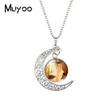 2020 New Golden Tears Moon Necklace Gustav Klimt Kiss Printed Oil Painting Pendant Glass Dome Pendants Jewelry 2024 - buy cheap