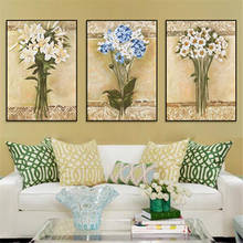 Flowers Blue White Poster Canvas Print Painting Wall Art Living Room Home Decoration 2024 - buy cheap