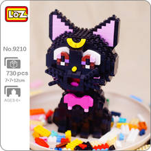 LOZ 9210 Anime Sailor Moon Luna Cat Pet Figure 3D Model 730pcs DIY Small Blocks Bricks Assembly Diamond Mini Building Toy no Box 2024 - buy cheap