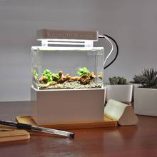 Mini pecera de plástico portátil de escritorio aquapónico acuario Betta pecera con filtración de agua LED y bomba de aire silenciosa para decoración 2024 - compra barato