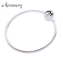Moonmory Fashion 100% Real 925 Sterling Silver Castle Bangles For Women Birthday Gift Fine Silver Charm Bracelets Christmas Gift 2024 - buy cheap
