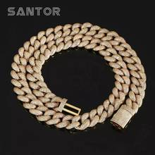 Hip Hop Cuban Chain Jewelry Gold Plated Bling Zircon Cuban Link Necklace For Men 2024 - buy cheap