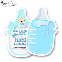 Boy Baby Shower Theme Party Invitation Card Boys Birthday Party Decoration Supplies Blank Custom-made Feeding Bottle Invitations 2024 - buy cheap