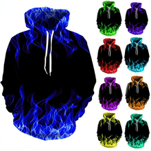 Colorful Flame Hoodie Men Women 3D Digital Fire Printed Hooded Pullover 2021 Autumn Casual Funny Unisex Sweatshirts Streetwear 2024 - купить недорого