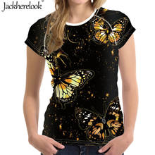 Jackherelook-Camiseta con estampado de mariposa para mujer, camisetas informales de manga corta para mujer, camisetas de moda con cuello redondo 2024 - compra barato