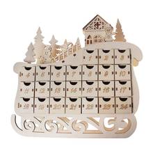 Sleigh Wooden Advent Calendar Countdown Christmas Party Decor 24 Drawers with LED Light Ornament Home Decorations 2024 - buy cheap