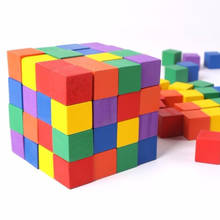 Brinquedo blocos de construção de cubo arco-íris em madeira para crianças, jogo 50 tamanhos, jogo montessori educativo, presente 2024 - compre barato