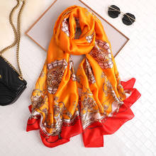 Lenço de seda feminino com estampa de corrente, lenço de seda para mulheres, alta qualidade, moda verão, praia 2024 - compre barato