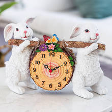 Reloj despertador nórdico para niños y sala de estar, accesorio de mesa silencioso con diseño de conejo, Panda, ideal para escritorio y decoración del hogar 2024 - compra barato